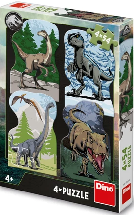 Puzzle Jurský svět 4x54 dílků (poškozené) - 