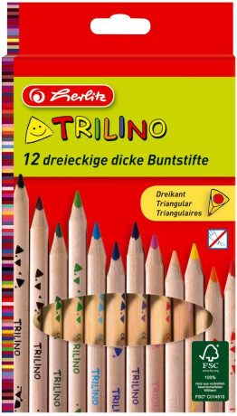 Pastelky 12 barev, trojhranné, silné - 
