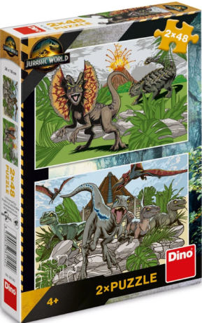 Puzzle Jurský svět 2x48 dílků (poškozená) - 