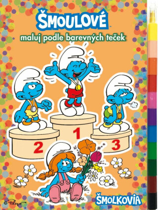 Šmoulové - Maluj podle barevných teček + MAXI voskovka - neuveden